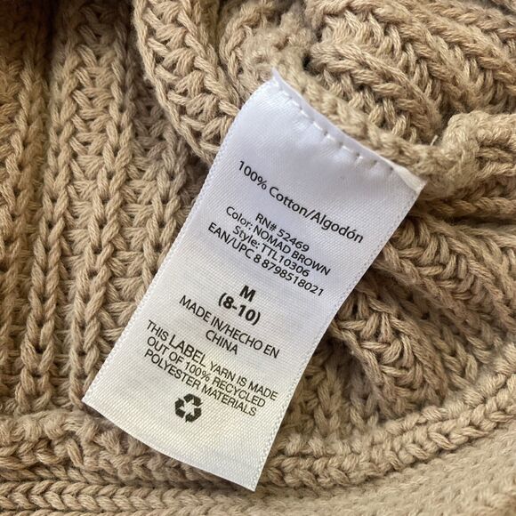 Time & Tru Sweater Sz M Brown V-Neck Raglan Long Sleeve Chunky Pullover Cotton - Picture 5 of 9